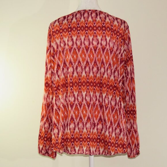 Faded Glory Multi-Color Long Sleeve Pullover Top & Front Tie Size XL 16-18 C1128 - Picture 5 of 7